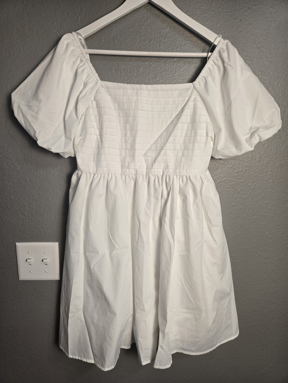 She + Sky White Puff Sleeve Summer Dress Size Medium